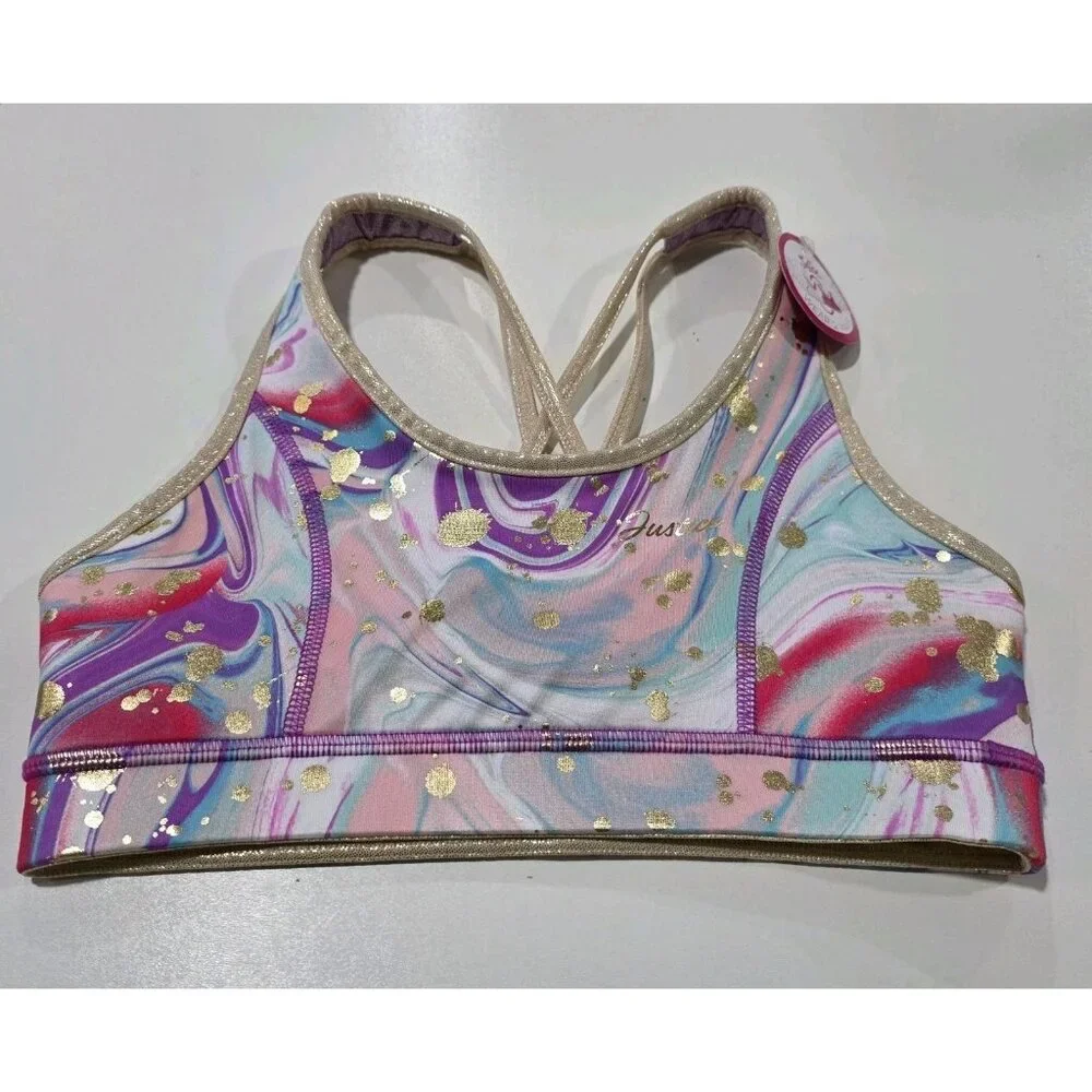 Justice Girls Reversible Sports Bra Dance Gymnastic WEAR 2 WAYS‎ M Girls 10 NWT